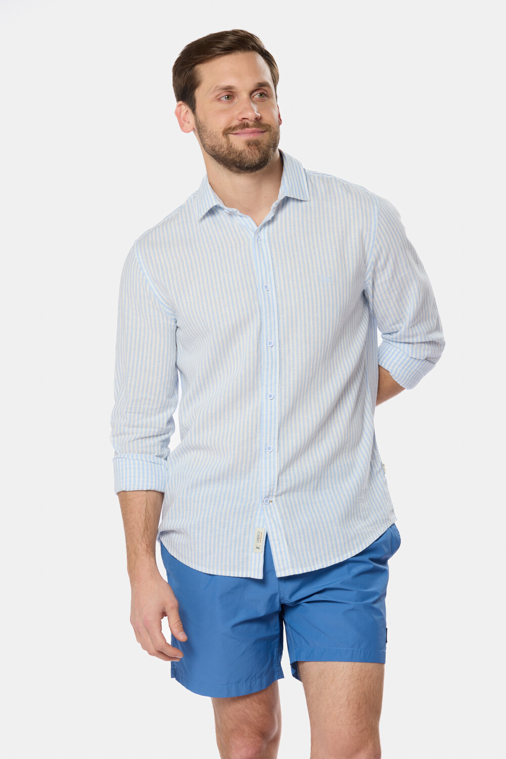 SHORT DE BAÑO LISO Celeste