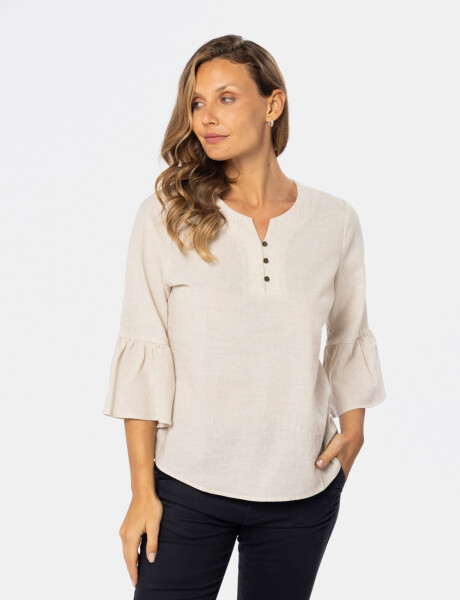 BLUSA DE LINO VOLADOS Beige