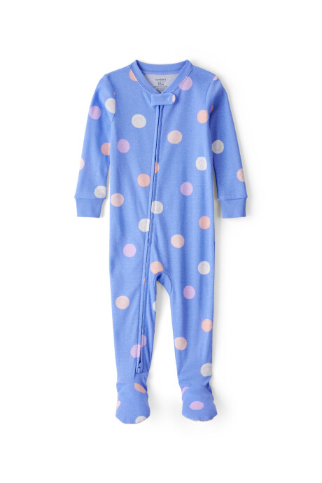 Pijama una pieza de algodón, con pie, diseño sonrisas Sin color