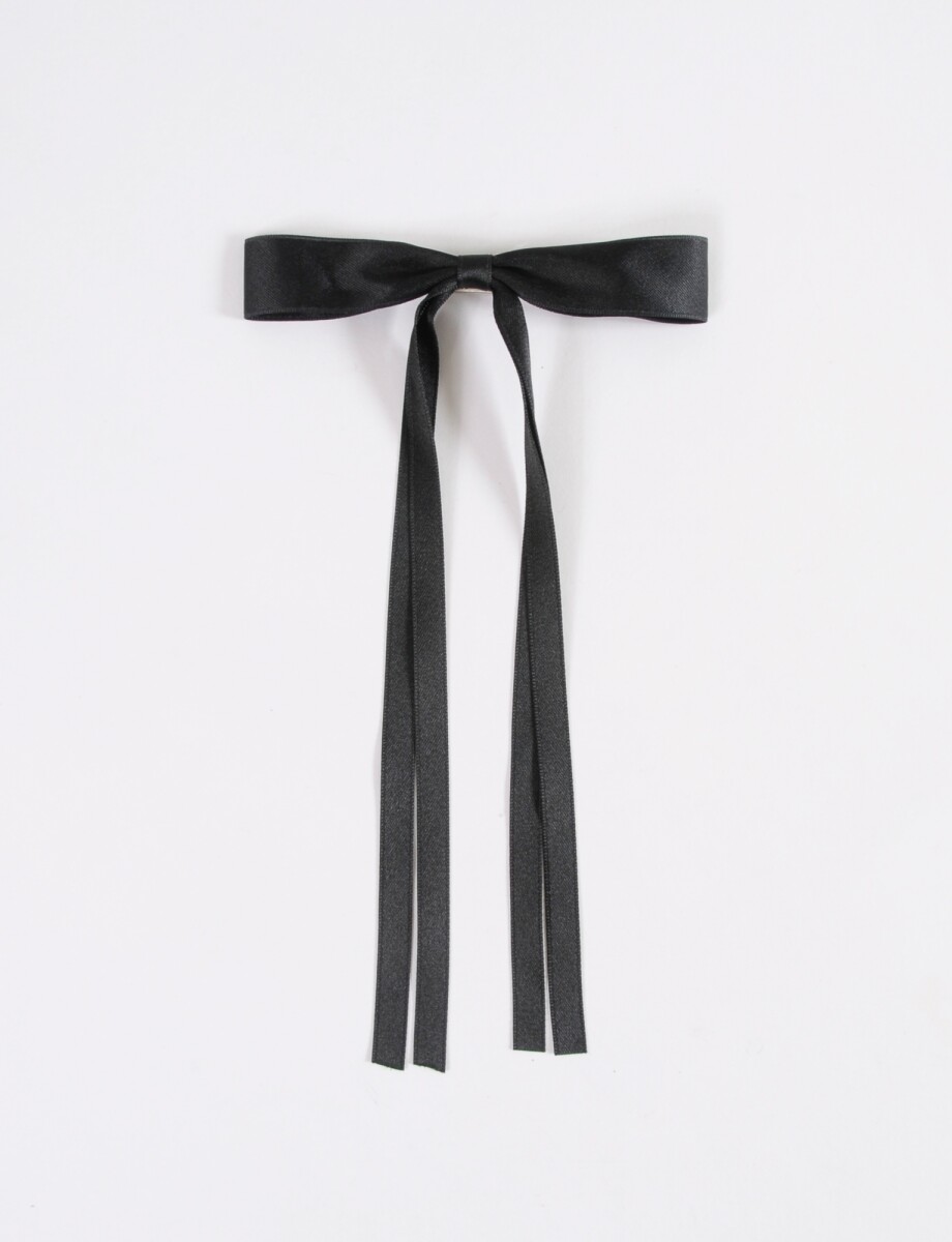 Broche moña larga - negro 