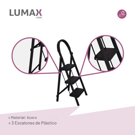 Escalera Tijera 3 Escalones Base Antideslizante Negro