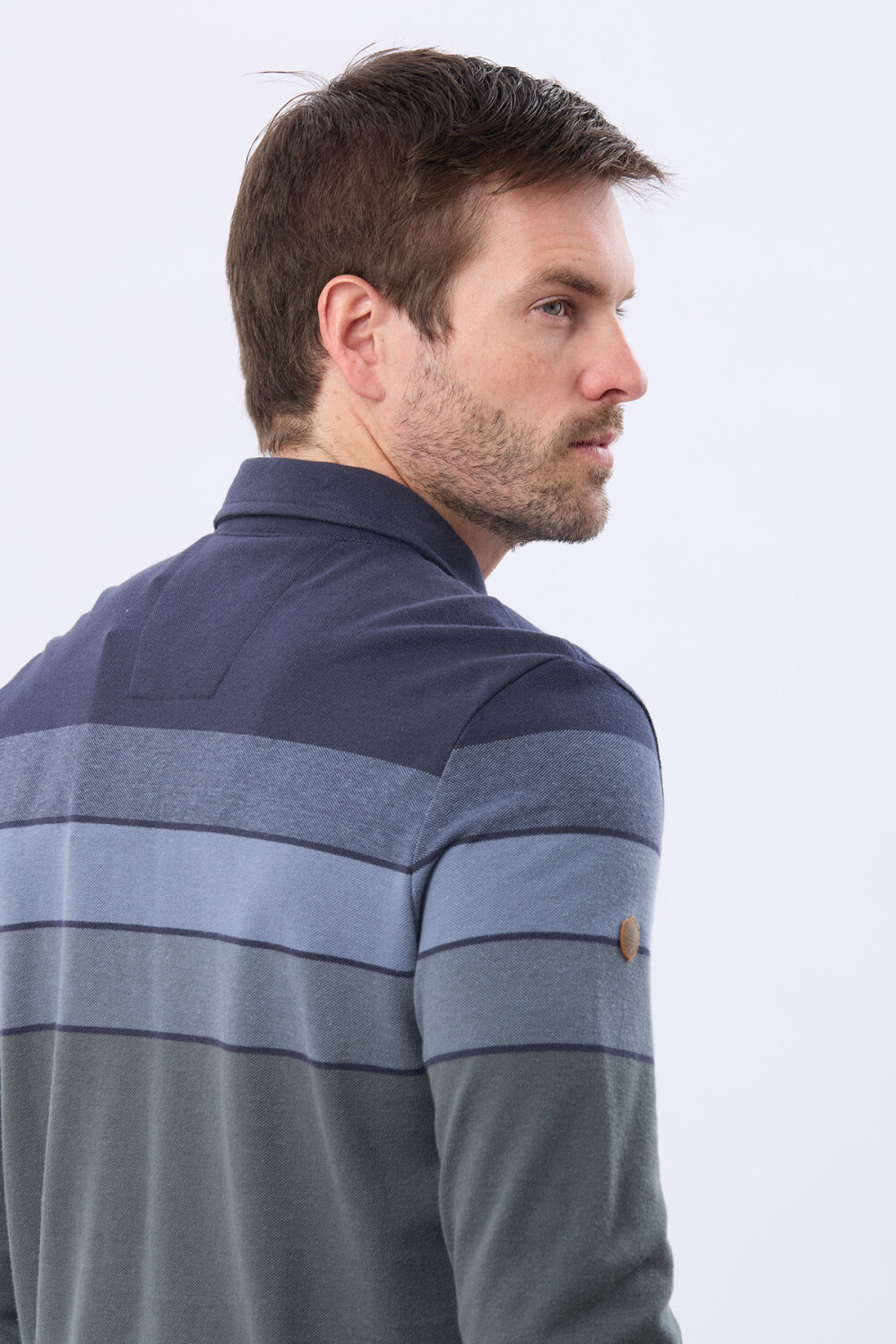 REMERA POLO PIQUE RAYADA Azul