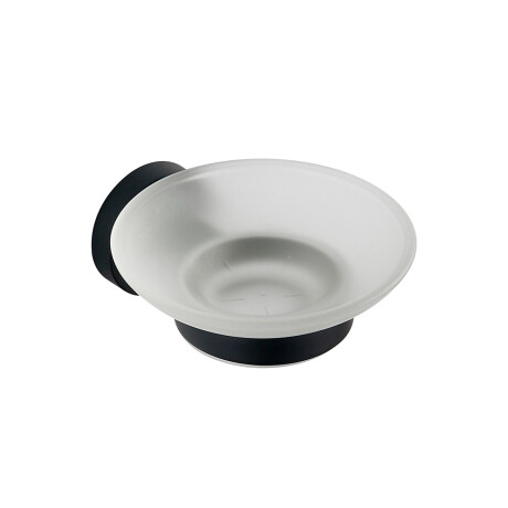 JABONERA CON PLATO DE VIDRIO METAL NEGRO MATE BRILLO NEGRO