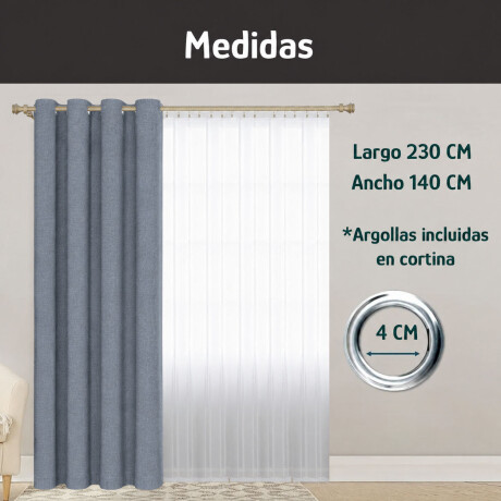 Set x2 Cortina Blackout 140x230 Cm Living Dormitorio Gris Azulado