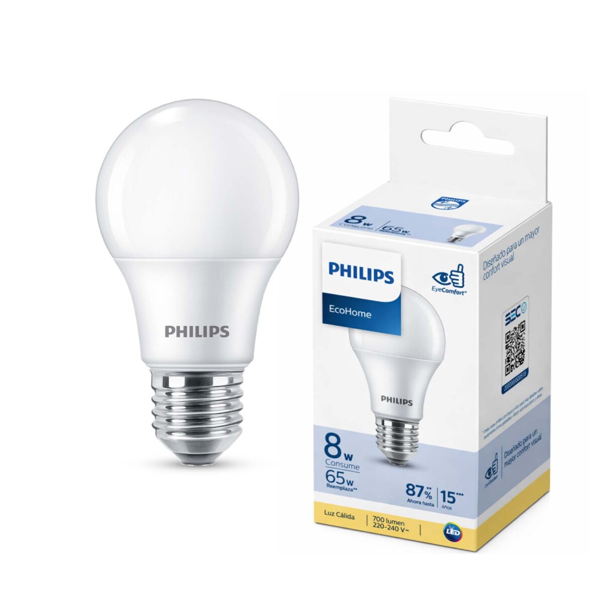 LÁMPARA LEDBULB PHILIPS - METAL E27 8W CÁLIDA 