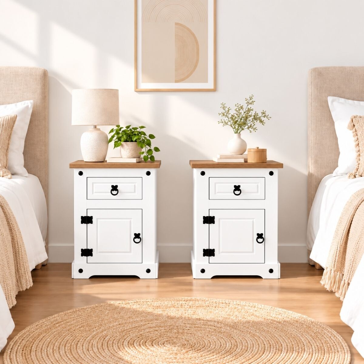 COMBO DORMITORIO - 2 MESAS DE LUZ LINEA CORONA 