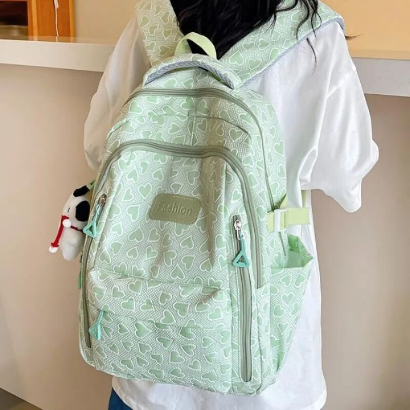 Mochila Escolar Liceal Corazones 35 Litros Verde