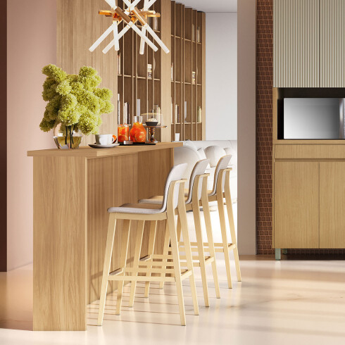 BAJO MESADA BARRA DE ISLA MOBILIARIO COCINA MDF NATURE GAMAS DE BEIGE