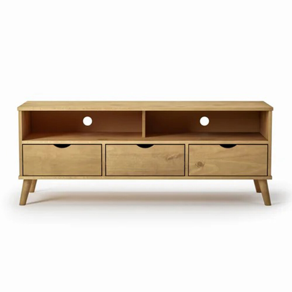 RACK APARADOR PARA TV 3 CAJONES - MADERA MACIZA Color madera