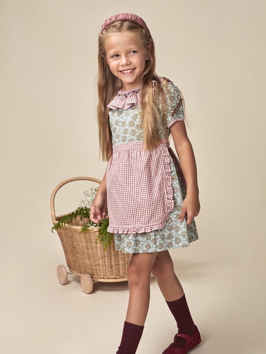 Vestido Con Delanta Verde Oscuro