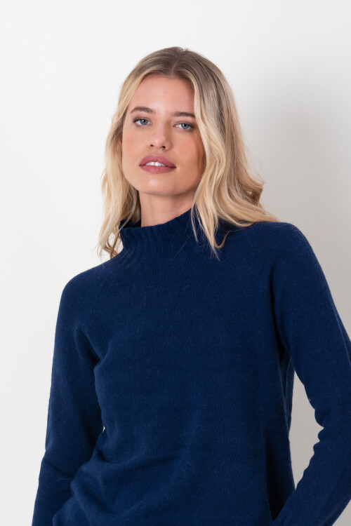Sweater Cashmere cuello alto Azul Marino