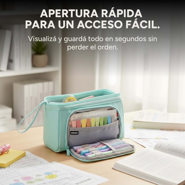 Cartuchera Escolar Liceal Organizador 22cm Gran Capacidad Verde