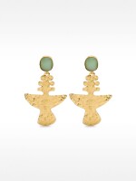 Pendientes De Brass Con Piedra dorado