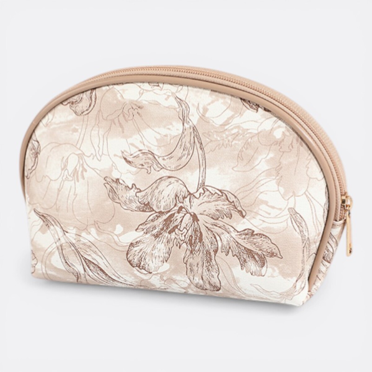 Neceser Ovalado Diseño Floral Beige 