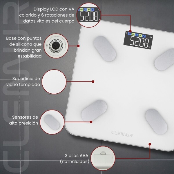 Balanza De Baño Inteligente App Bascula Monitor Medicion Conexion Digital 180 Kg Imback Color Blanco Balanza De Baño Inteligente App Bascula Monitor Medicion Conexion Digital 180 Kg Imback Color Blanco