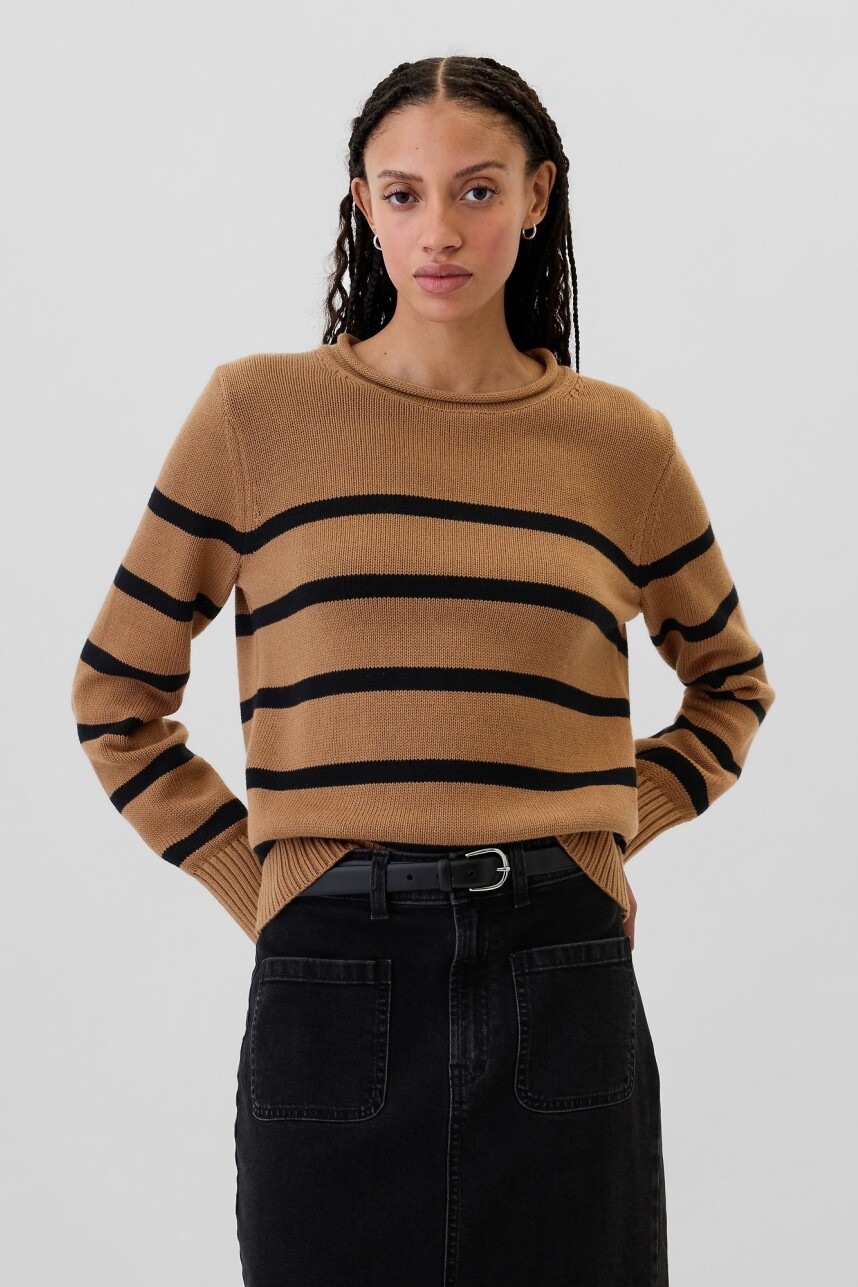 Buzo Algodón Mujer Camel Stripe