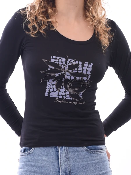 REMERA HIBISCO NEGRO