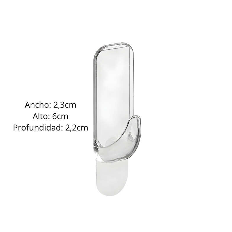 Gancho rectangular x2 cristal con adhesivo TRANSPARENTE