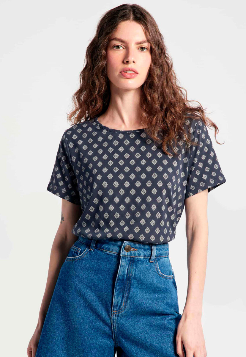 BLUSA ESTAMPADA - AZUL 