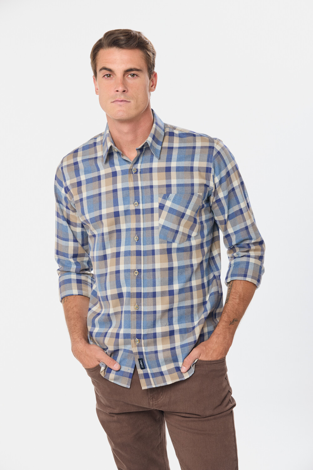 CAMISA SPORT A CUADROS Beige
