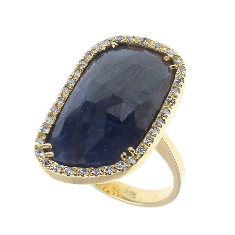 Anillo Natura grande de oro amarillo 18k con raíz de zafiro Anillo Natura grande de oro amarillo 18k con raíz de zafiro