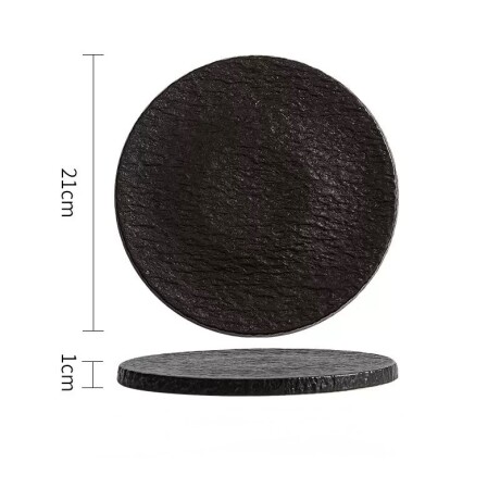 Fuente de Presentación Cerámica Negra - Línea Black Stone – Ø21 x 1 cm Fuente de Presentación Cerámica Negra - Línea Black Stone – Ø21 x 1 cm