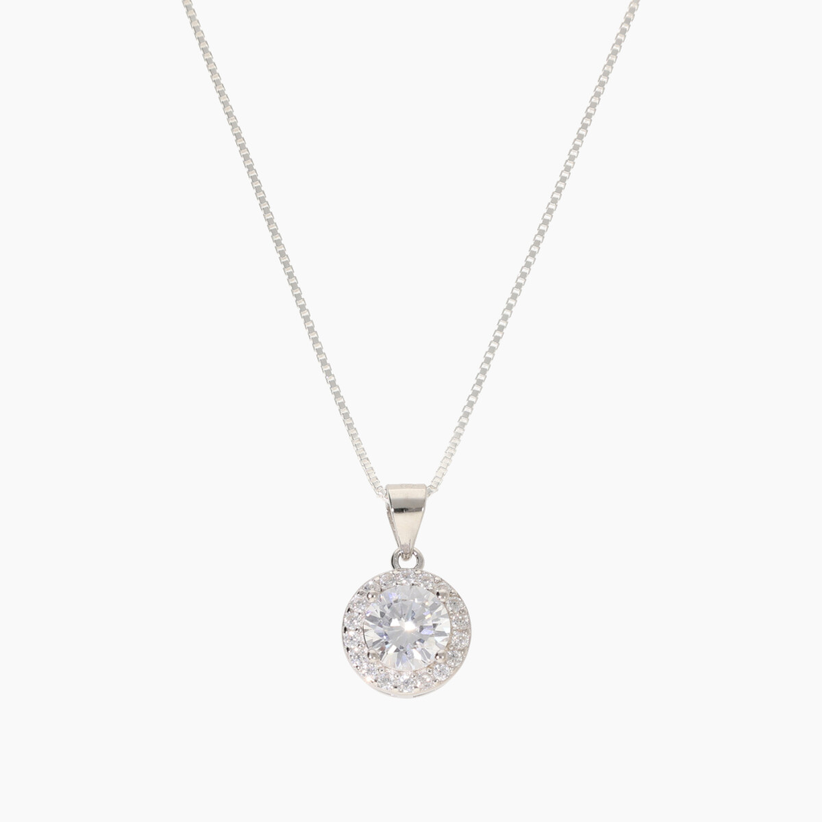 Cadena Con Dije Punto De Luz En Plata 925 Y Circonias 