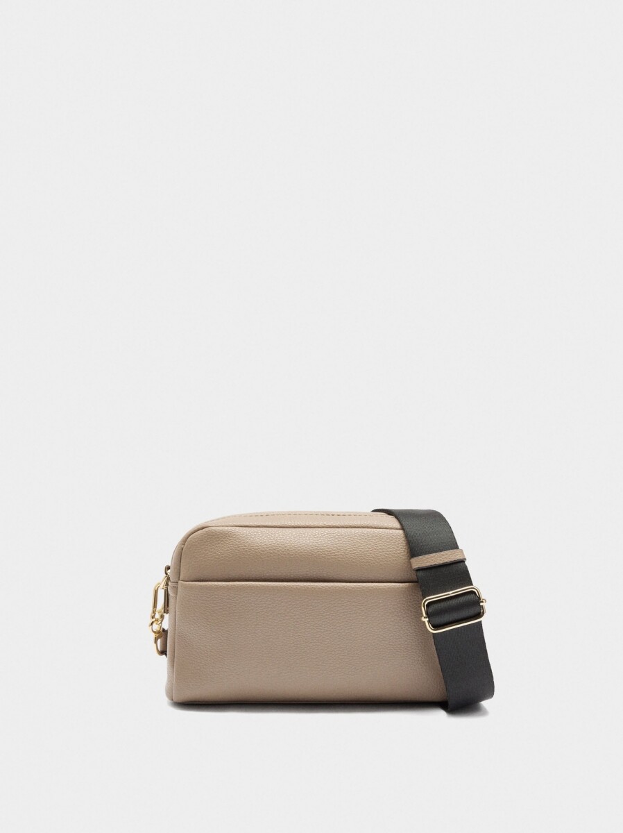 Bolso Bandolera Cierre Doble Y Colgante - taupe 