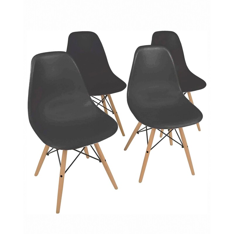 Juego de Comedor Eames Mesa cuadrada + 4 sillas Blanco