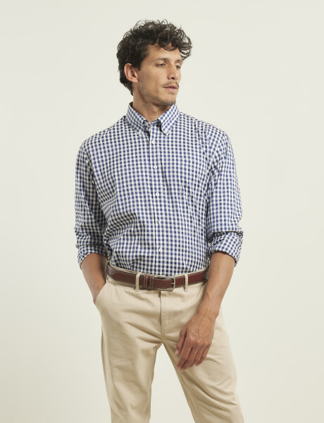 Camisa Harrington Label Blanco/azul