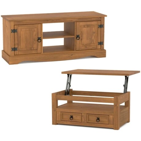 Promo Rack de Tv + Mesa Ratona Articulada Linea Naturale Roble