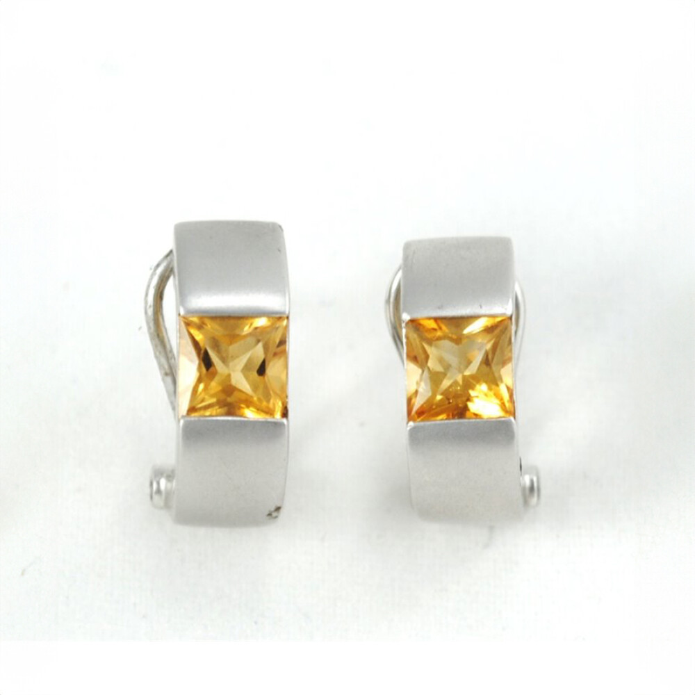 Aros Oro Blanco 18K Con Topacio Aros Oro Blanco 18K Con Topacio