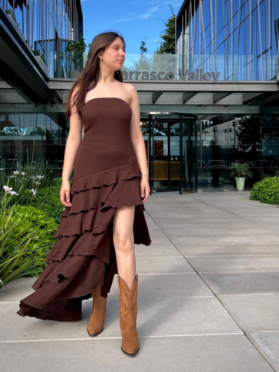 Vestido super midi Zaida - Marrón 