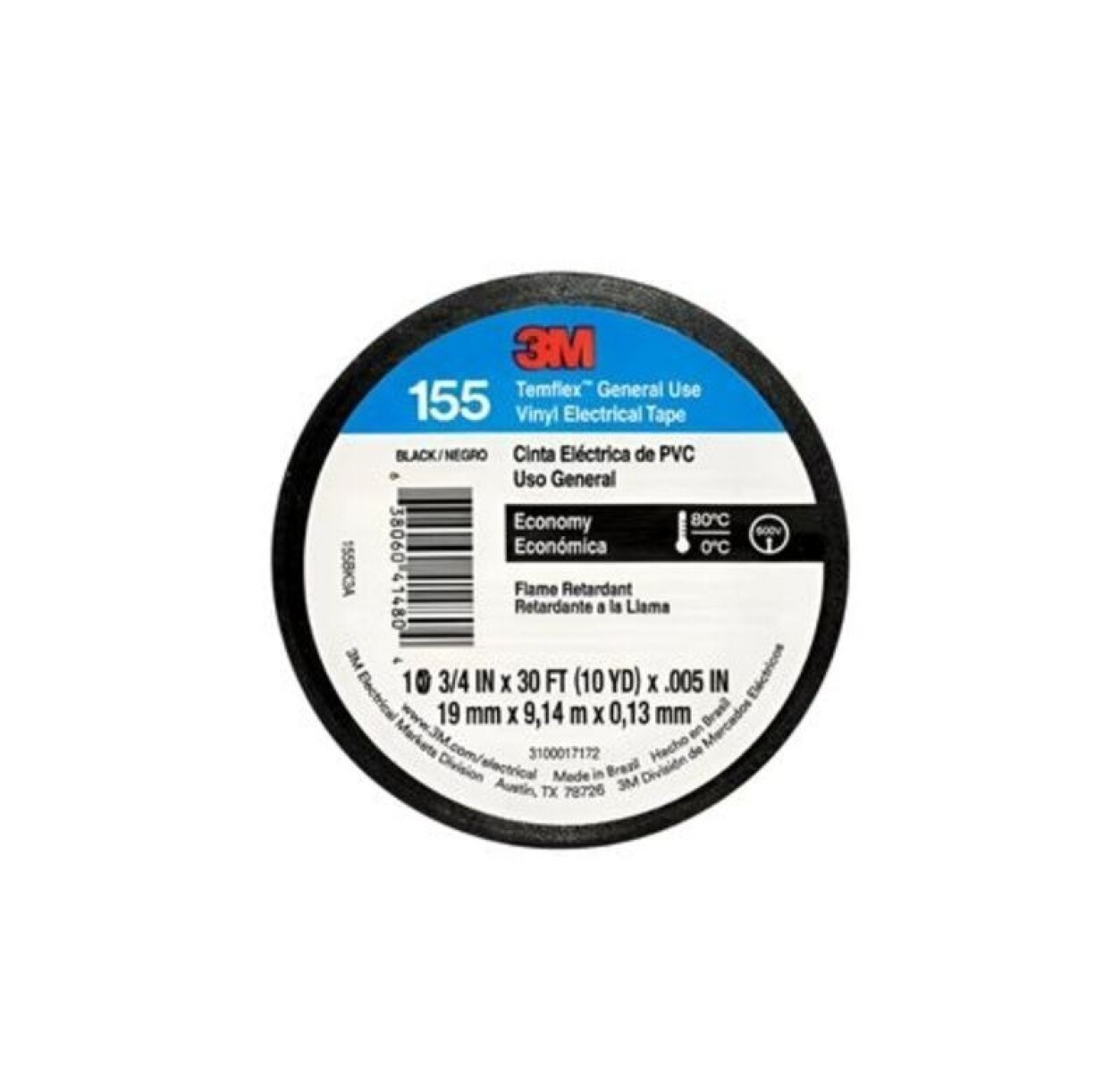 CINTA AISLADORA TEMFLEX 155 NEGRO 19MM X 9M - 3M 