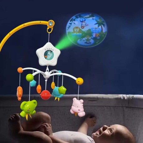 Móvil Musical y Proyector Cunas Diseño Animales Bebé Huanger Naranja