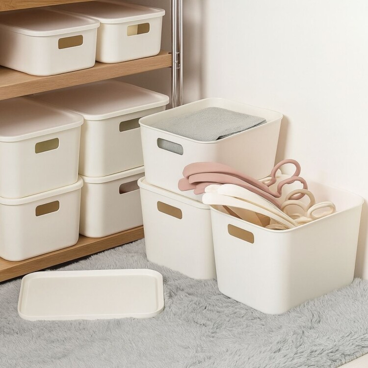 CAJA CESTO ORGANIZADOR 8 LITROS 26X18,2X16,3CM GRIS