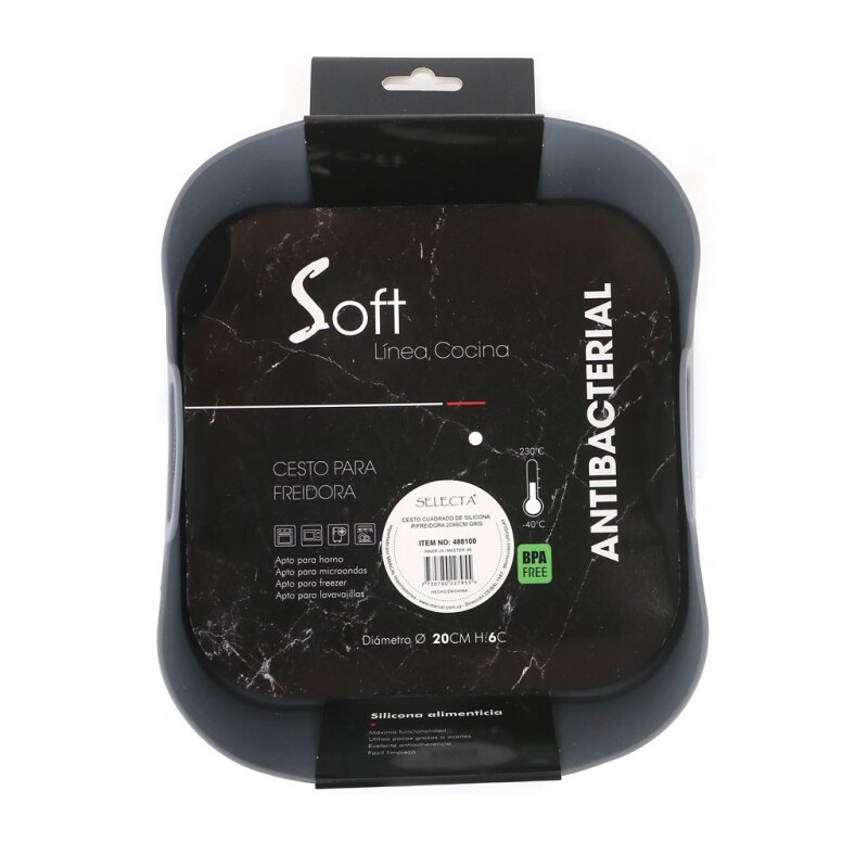 Cesto Cuadrado Selecta de Silicona para Freidora Gris 20 cm CESTO CUADRADO DE SILICONA P/FREIDORA 20X6CM GRIS