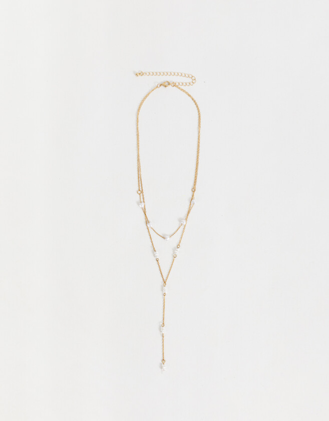 Collares Largos Perlas Collar Largo Con Perlas - Dorado