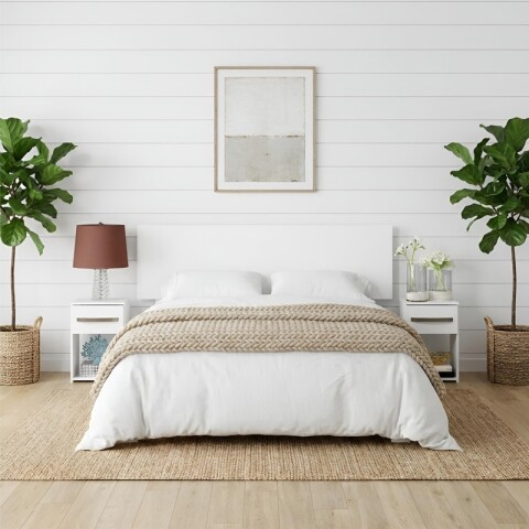 Respaldo de Sommier C/ 2 Mesas de Luz - MDP - BLANCO Respaldo de Sommier C/ 2 Mesas de Luz - MDP - BLANCO