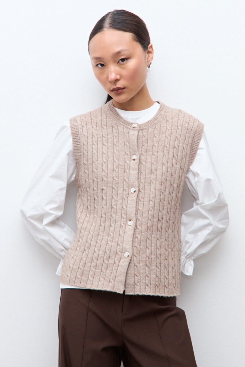 Chaleco con estructuras tostado melange