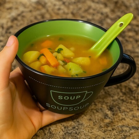 BOWL PARA SOPA CERAMICA CON CUCHARA 450ML MULTICOLOR
