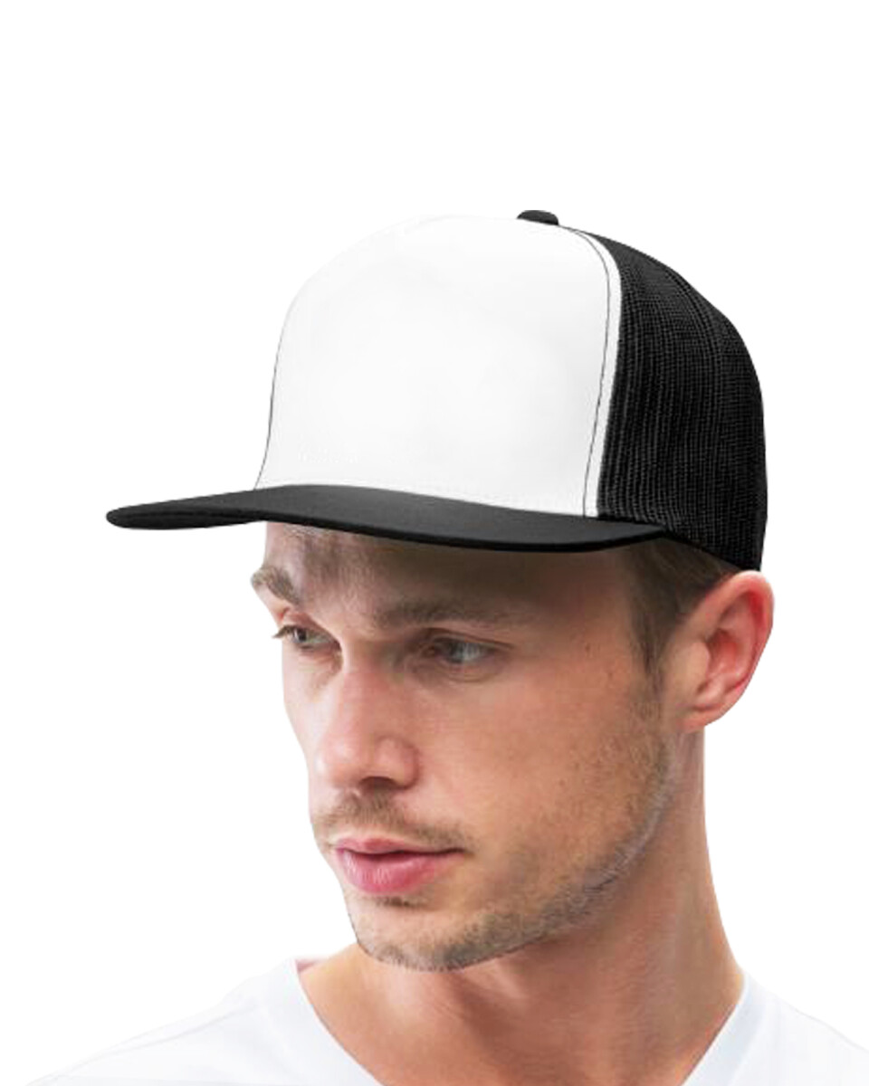 Gorro visera trucker - Blanco y Negro 