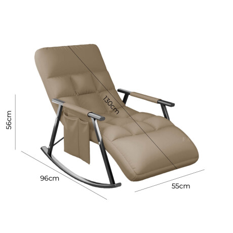 Sillón Reposera Mecedora Respaldo Ajustable Bolsillo Marron