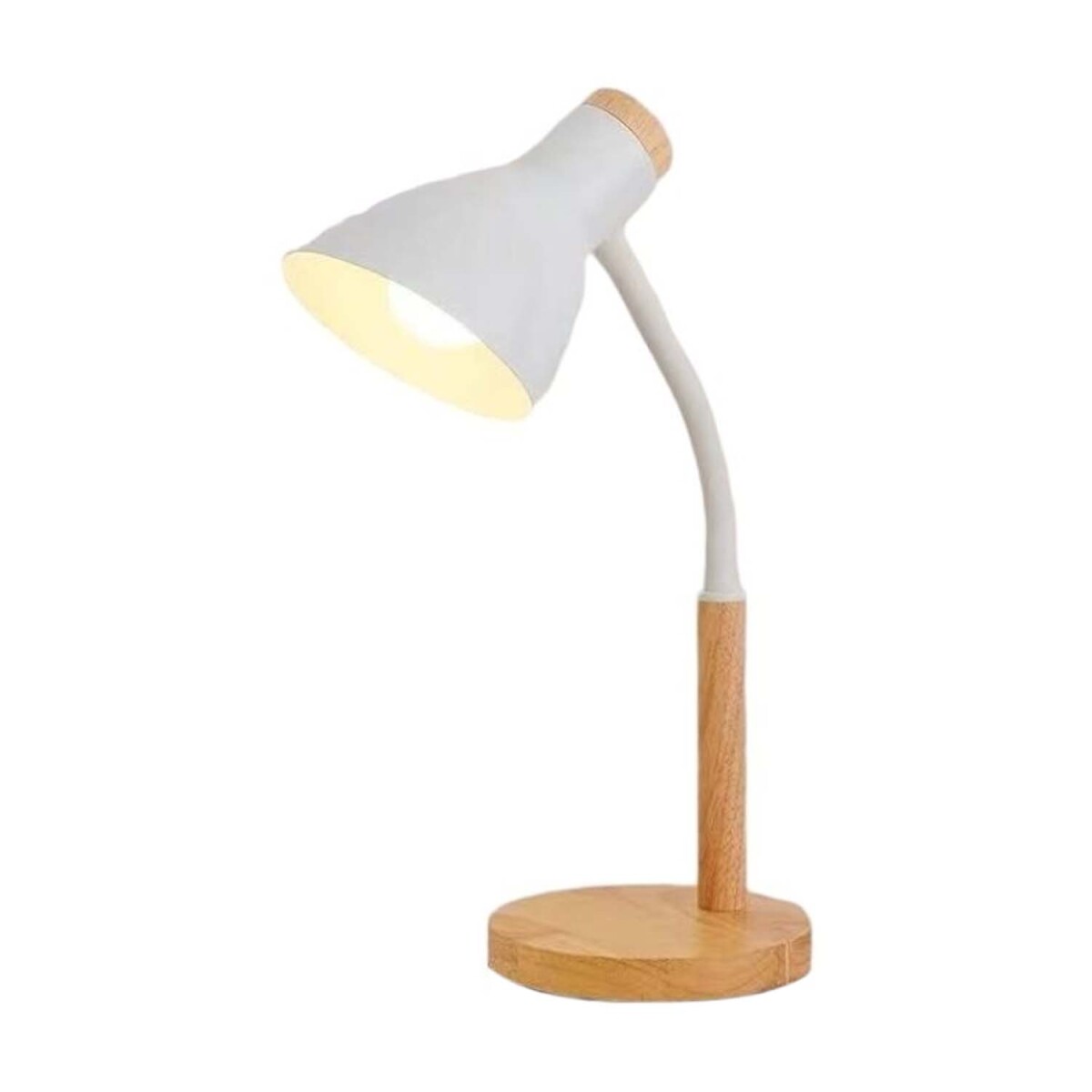 Lámpara Mesa Escritorio en Madera Metal Iluminación y Deco - Blanco 