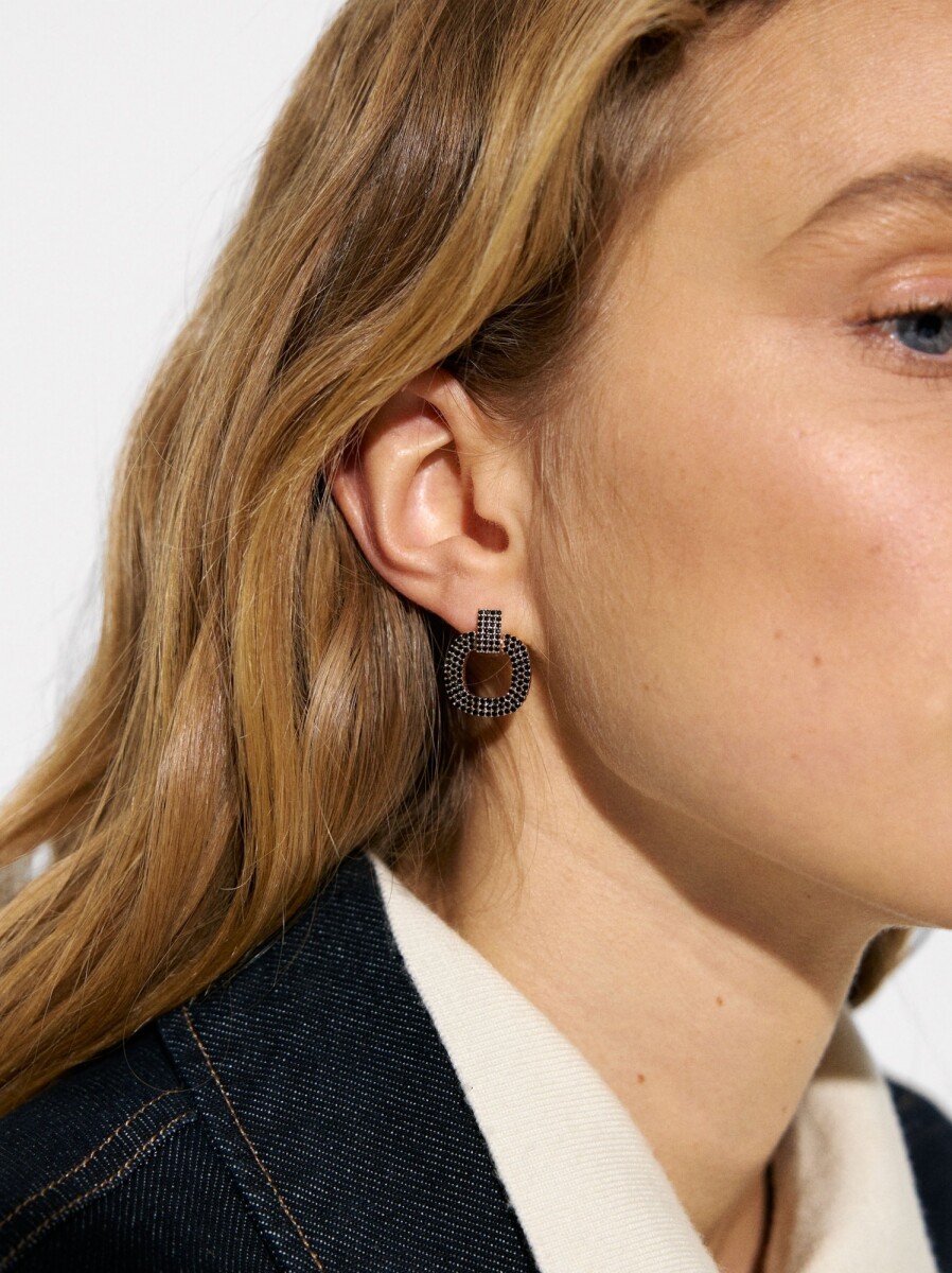 Pendientes Cuadrados Con Circonitas - negro 