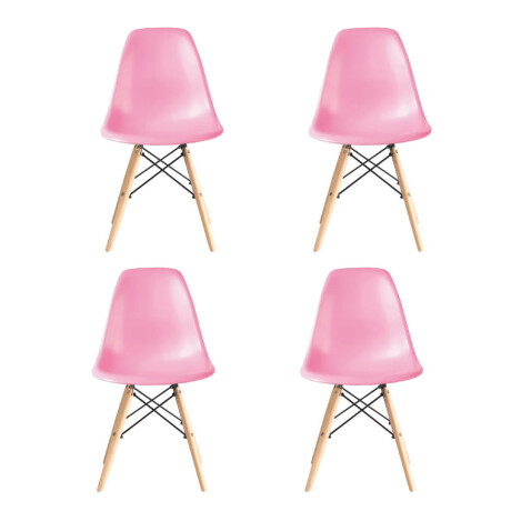 Kit x4 Eames DKR Base En Madera Infantil Rosa