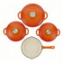 Juego Ollas Hierro Fundido Esmaltado 7 Piezas NARANJA