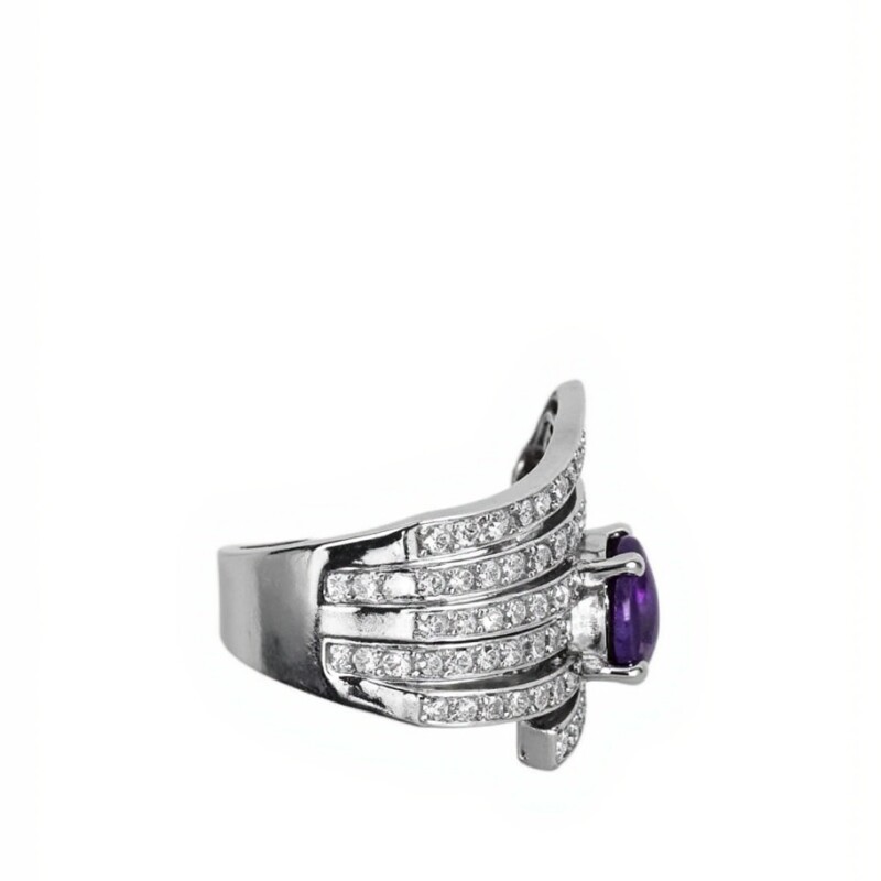 Anillo Lineas Zirconia - Amatista Imperial . Plata 925 - AN4746 sinpiedra