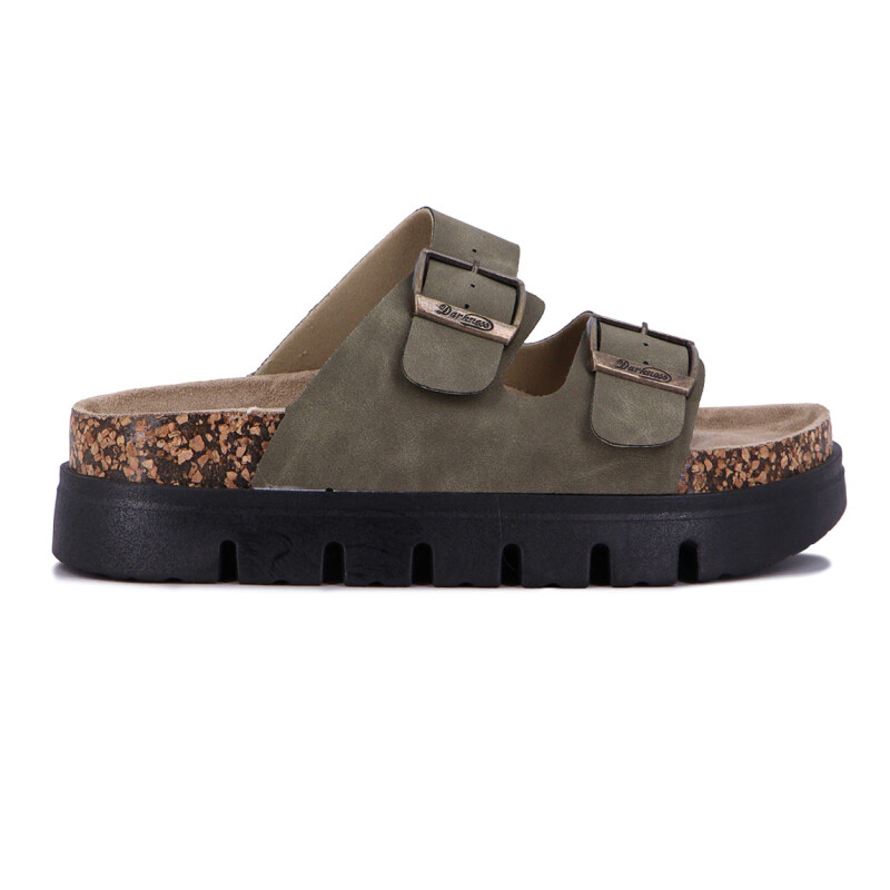 Sandalias Mujer Darkness Plataforma Y Hebillas Verde