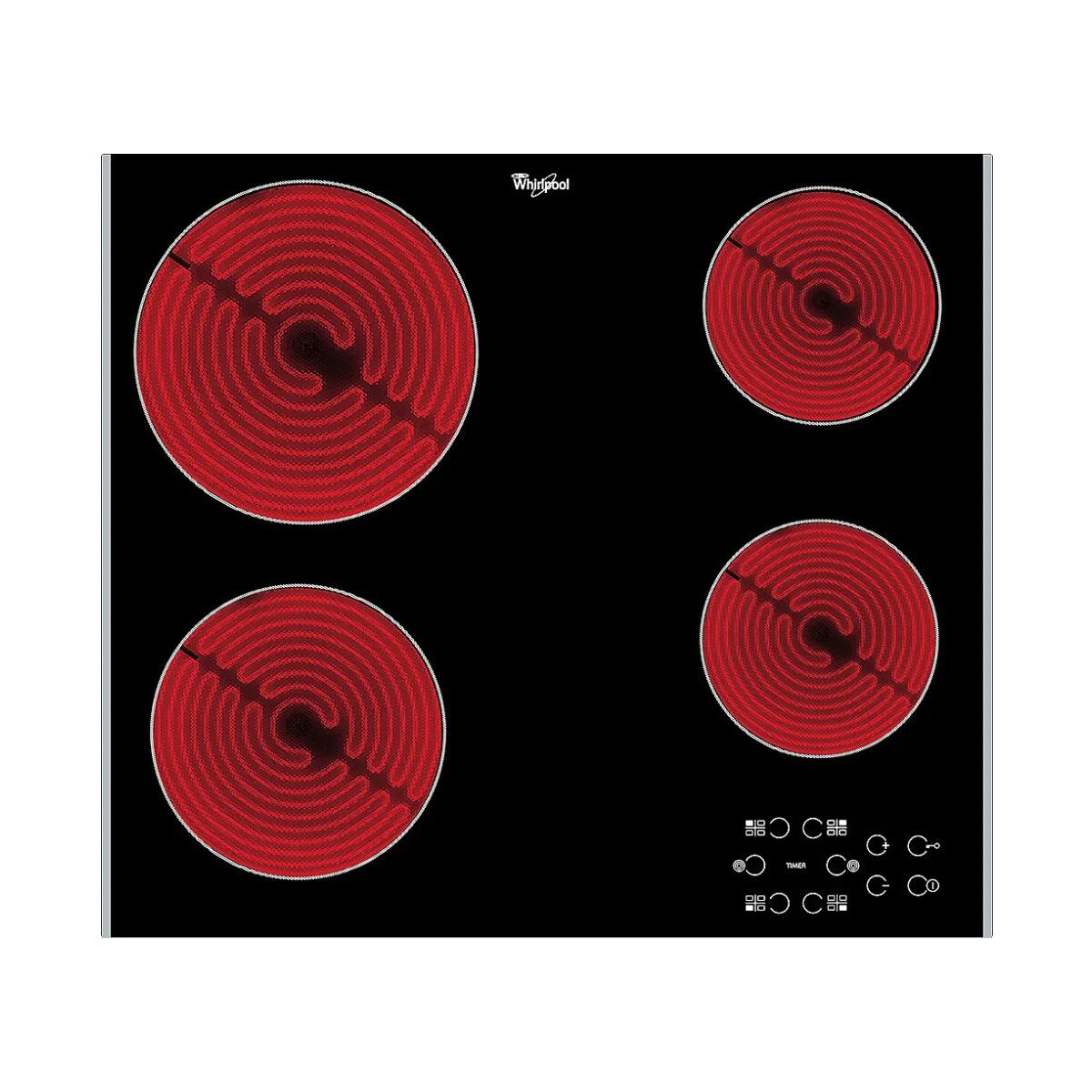 ANAFE DE EMPOTRAR WHIRLPOOL VITROCERAMICA 4 HORNALLAS AKT8090LX COLOR NEGRO 